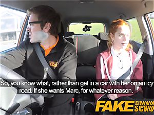 fake Driving college lovely ginger-haired Ella Hughes romps
