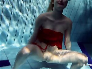 super-hot platinum-blonde Lucie French teen in the pool